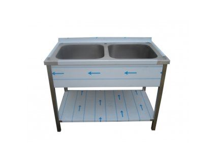 dvoudrez nerezovy lisovany s polici 1000 x 700 x 900 mm rozmer drezu 2 x 400 x 400 x 250 mm zdarma sifon dvoudrezovy