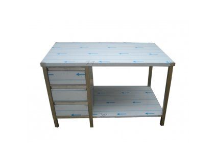nerezovy pracovni stul s polici a suplikovym boxem 1200 x 700 x 900 mm