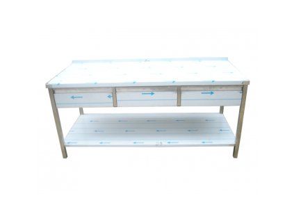 nerezovy pracovni stul s polici a 3x suplik 1600 x 600 x 900 mm