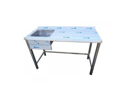 nerezovy stul myci s drezem 1000 x 700 x 900 mm drez 400 x 400 x 250 mm