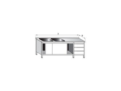 myci stul dvoudrezovy s prac plochou zasuvkovym boxem skrinovy rozmer sxhxv 1700 x 600 x 900 mm drez 400 x 400 x 250 mm