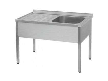 nerezovy myci stul s odkapovou plochou 1300 x 700 x 900 mm pravy drez 500 x 500 x 300 mm
