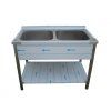 dvoudrez nerezovy lisovany s polici 1000 x 600 x 900 mm rozmer drezu 2 x 400 x 500 x 250 mm zdarma sifon dvoudrezovy