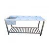 nerezovy myci stul s drezem a rostovou polici 1000 x 700 x 900 mm drez 400 x 400 x 250 mm