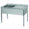 nerezovy myci stul s odkapovou plochou 1100 x 700 x 900 mm levy drez 600 x 500 x 300 mm