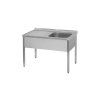 nerezovy myci stul s odkapovou plochou 1100 x 700 x 900 mm pravy drez 600 x 500 x 300 mm